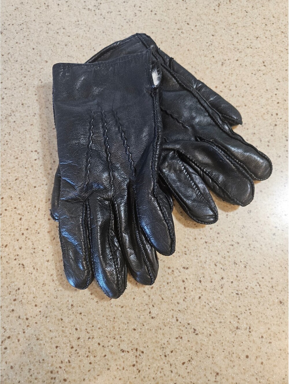 Wilsons The Leather Experts Black Leather Rabbit Fur Lined Gloves Size XL